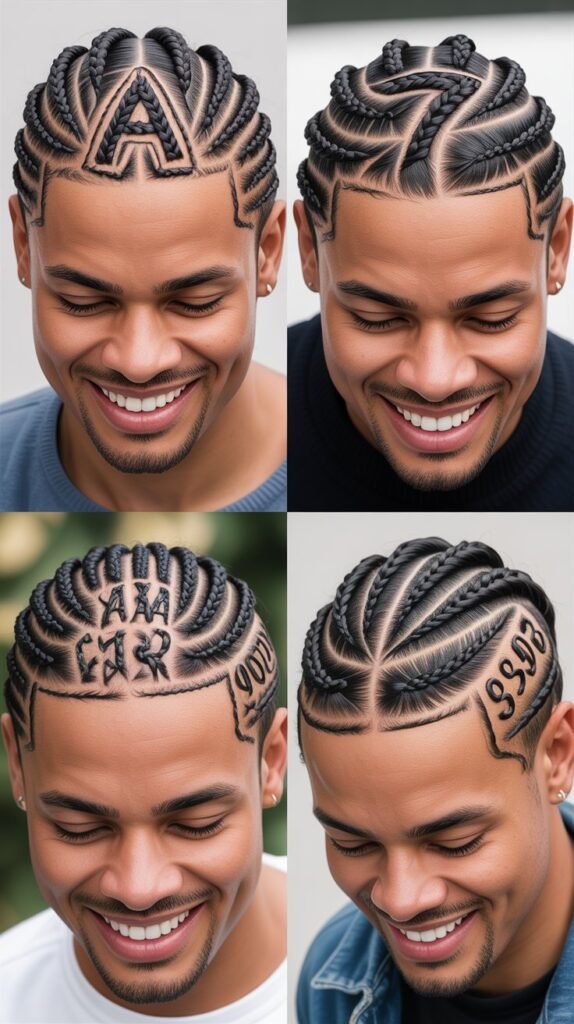 Letter or Number Cornrow Designs