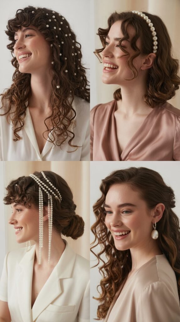 Cascading Curls with Pearl Accents
