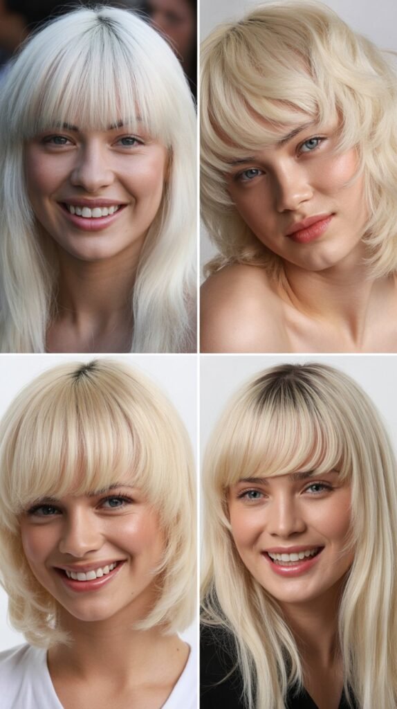 Rounded Heavy Fringe With Platinum Straight Locks