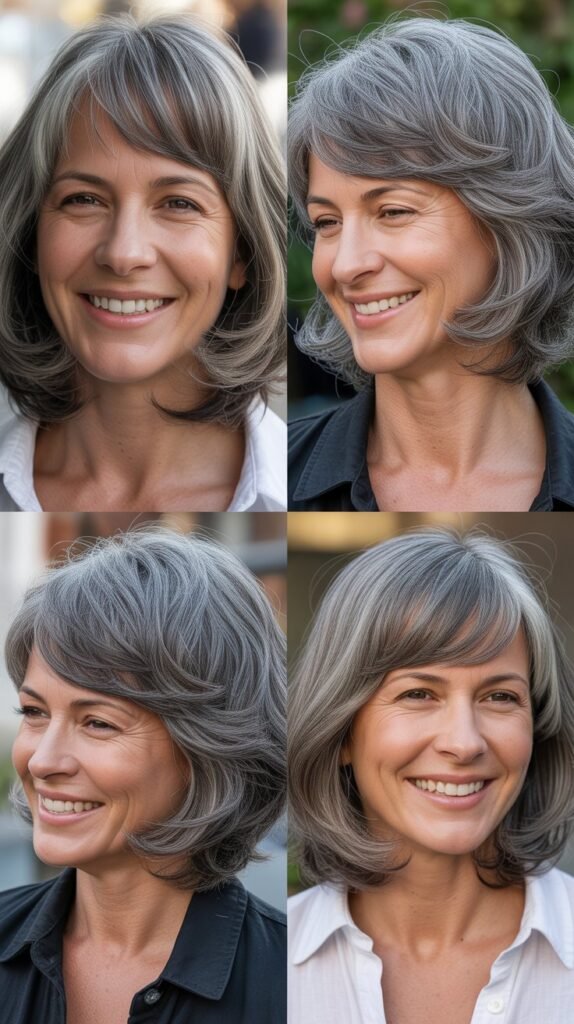  Textured Fringe With Gray Layered Bob