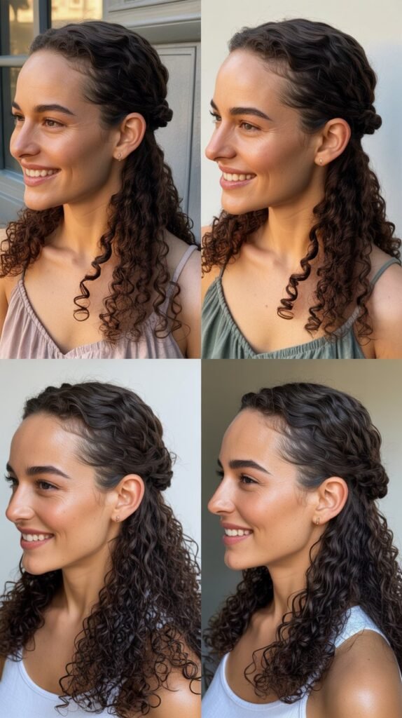 Twisted Half-Up with Curly Cascade