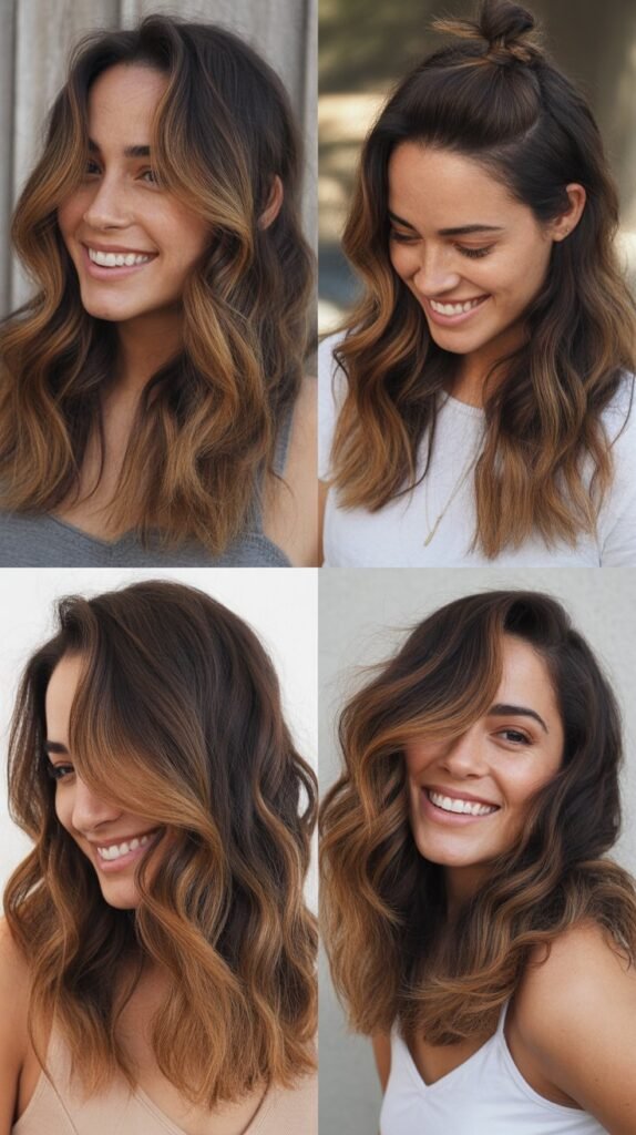 9. Caramel Highlights on Air-Dried Hair