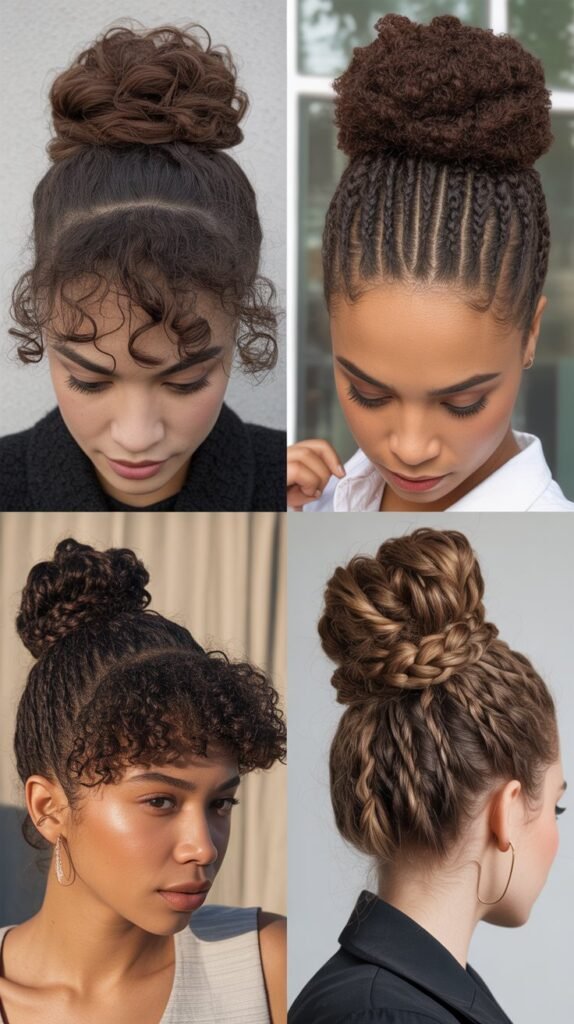  Braided Bun with Curly Crown