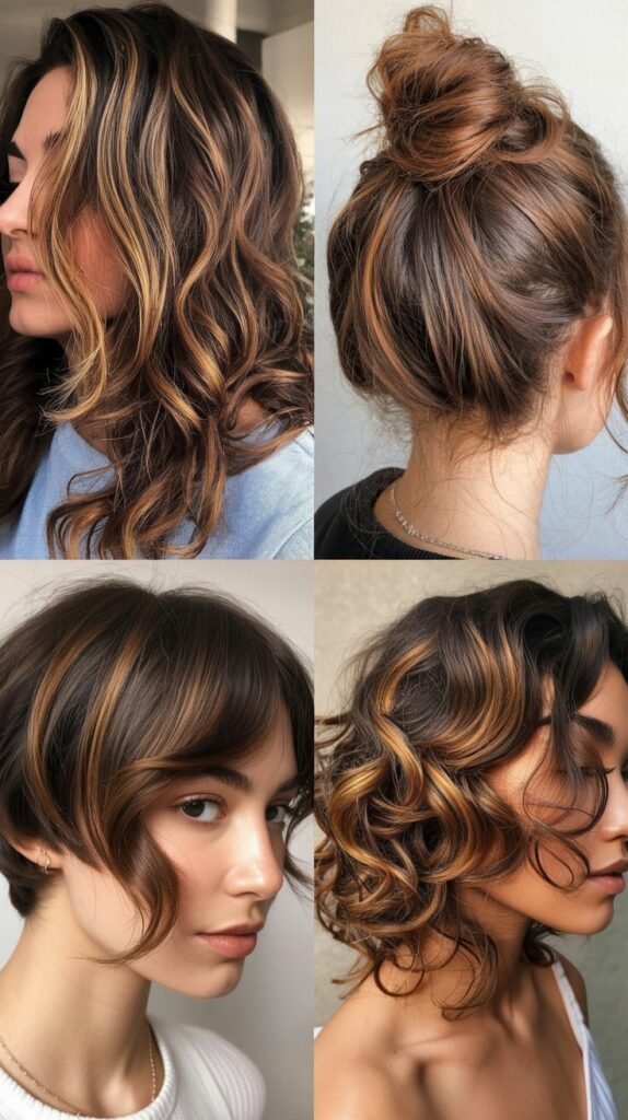 Caramel Highlights with Natural Hair Texture