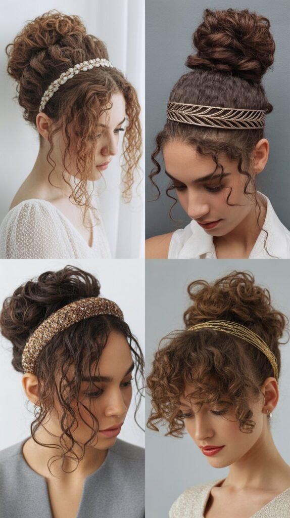 Curly Updo with Decorative Headband