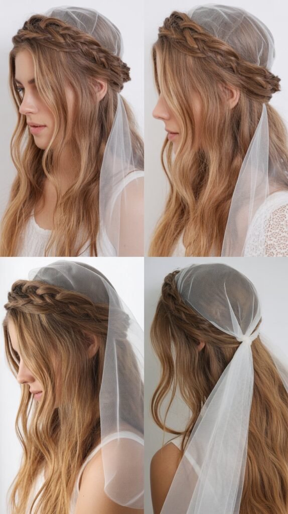 Braided Halo with Ballet Veil