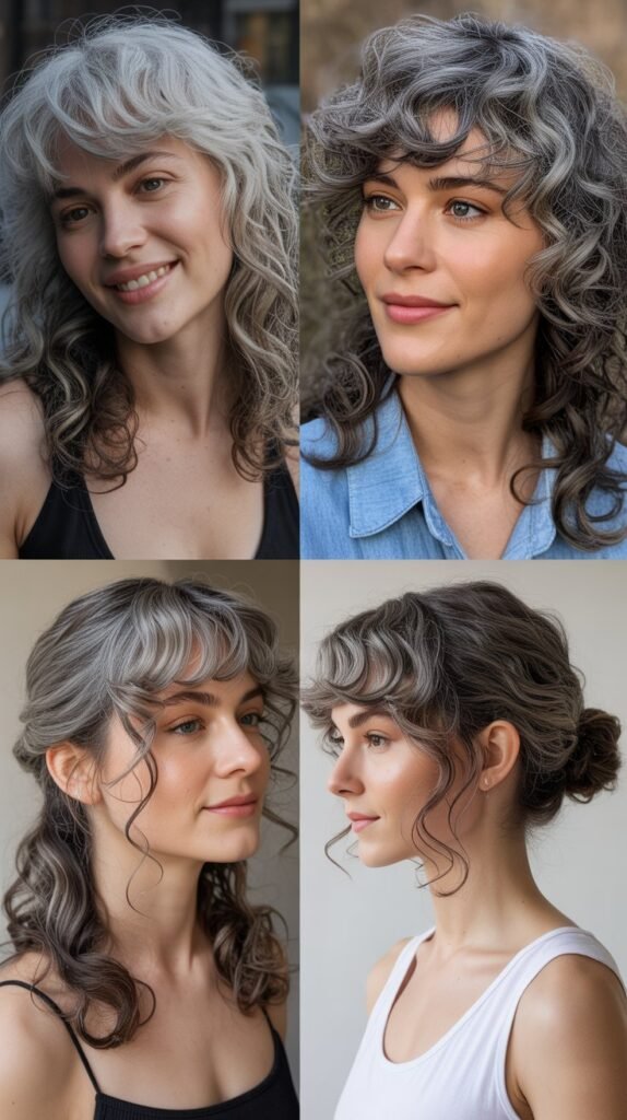 Side Bangs with Gray Curls