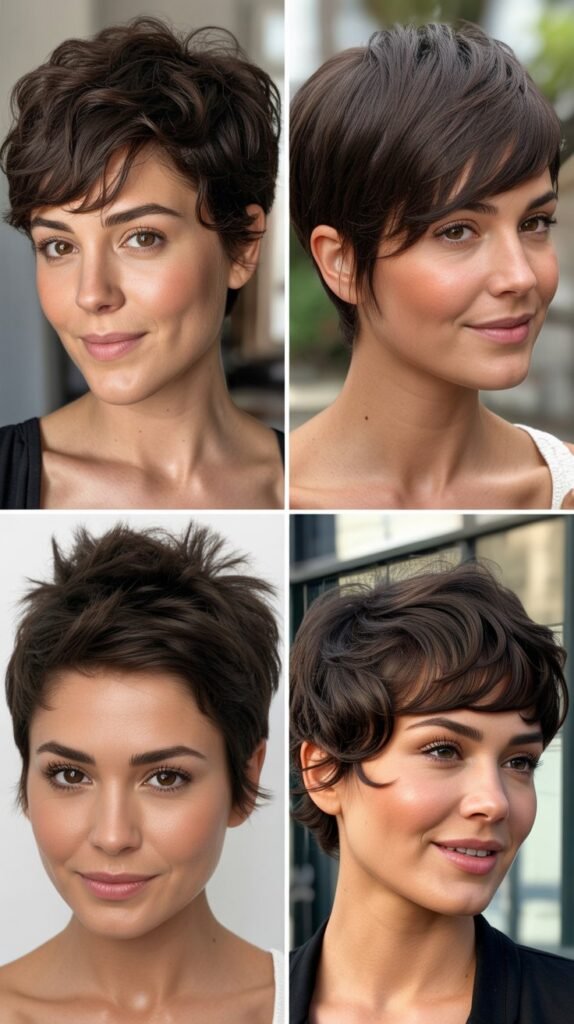  Dark Chocolate Brown Messy Pixie