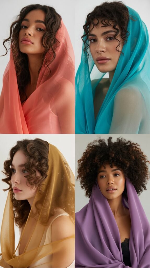 Colored Veil Integration With Natural Curls