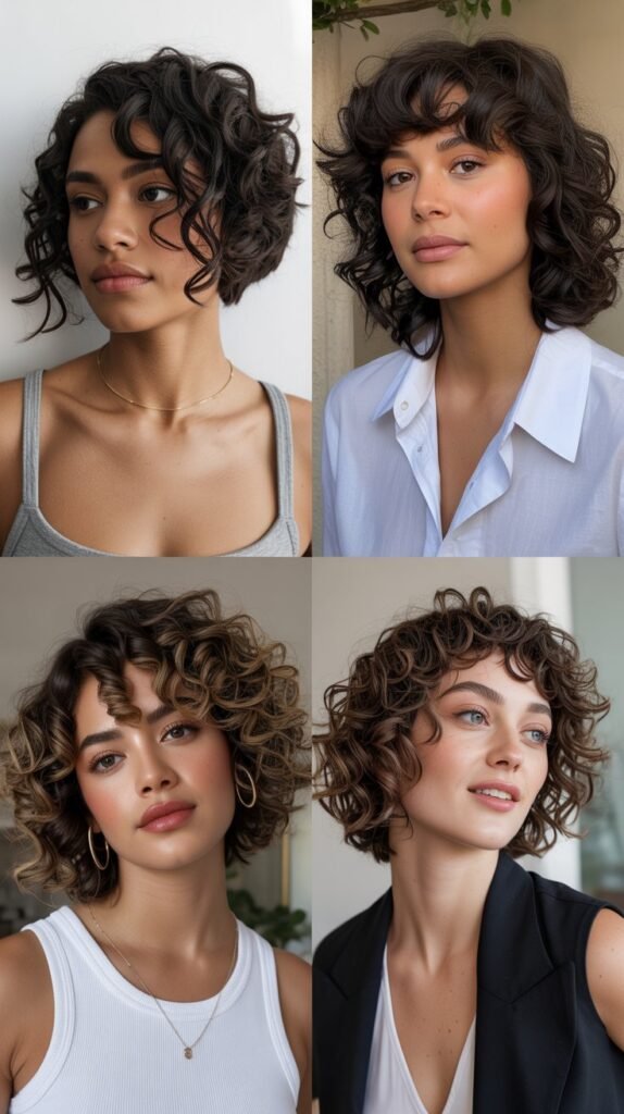 Asymmetrical Bob with Curly Texture