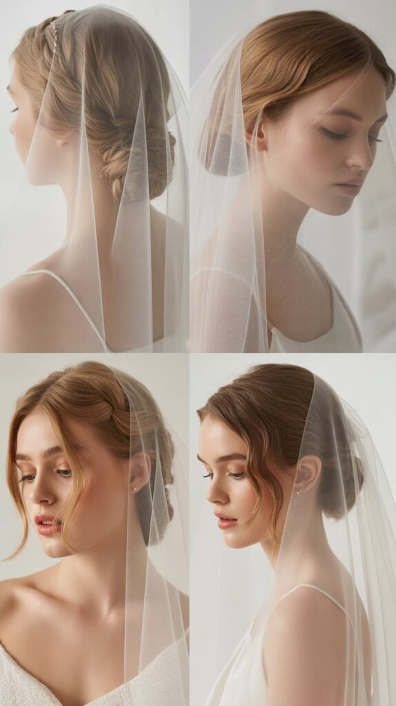 Double Dutch Braids into Low Bun with Chapel Veil