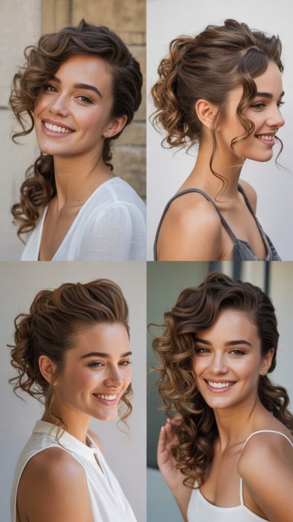 Side-Swept Curls with Volume