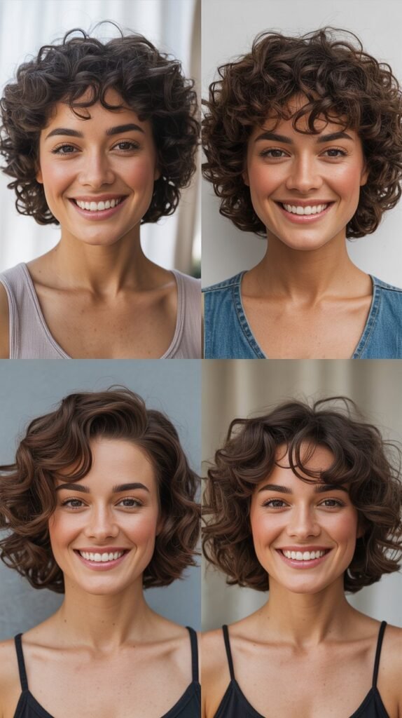 Tight Curly Bob with Blunt Ends