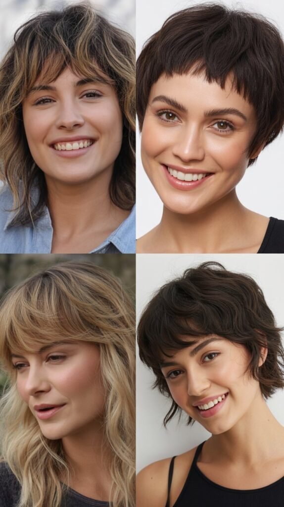 Brow-Skimming Bangs for Versatile Styling
