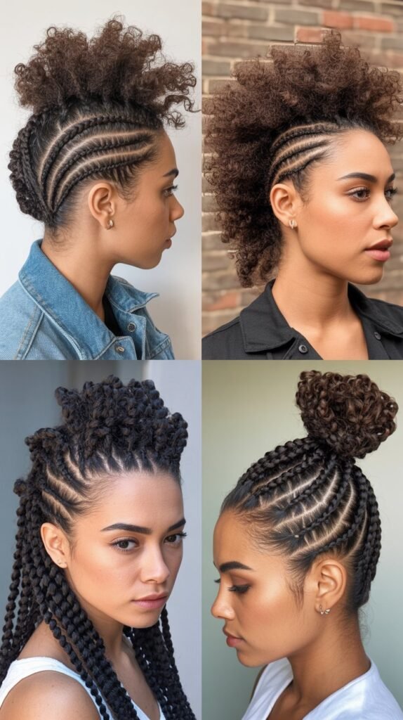 Curly Mohawk Braid Updo