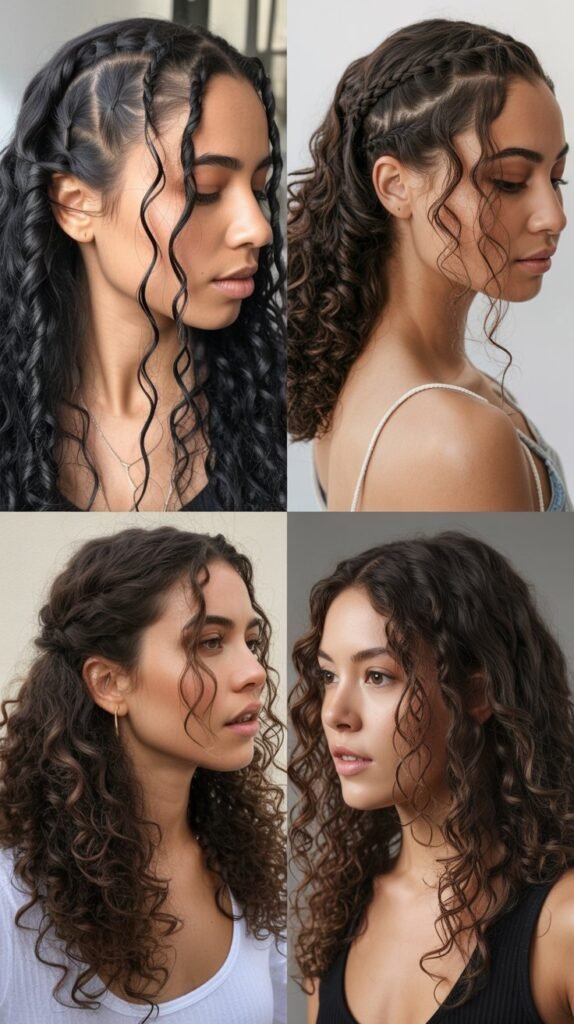 Asymmetrical Braid with Loose Curls