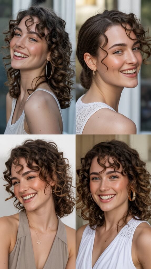  Curly Hair with Side Part