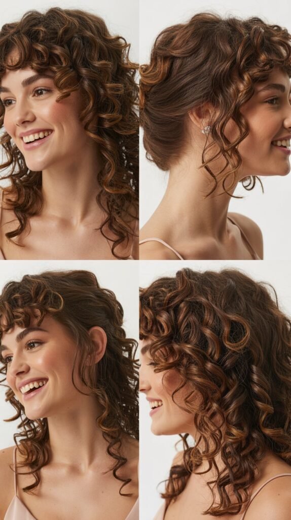 Chocolate Brown Highlights on Medium Brown Curls