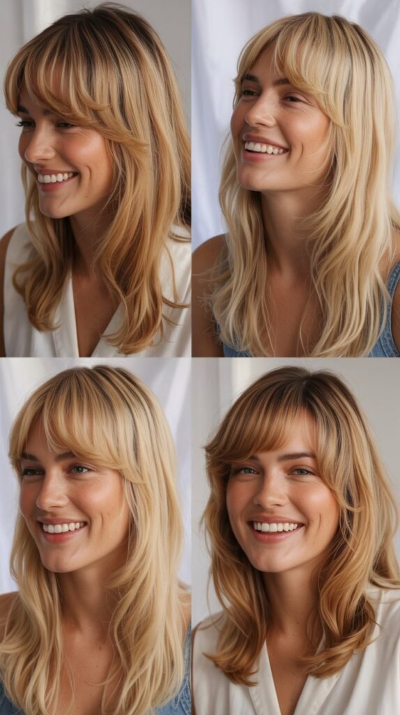 Asymmetrical Bangs with Moonstone Blonde Mystery