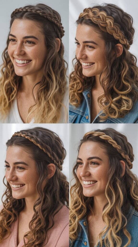 Braided Crown with Loose Curls