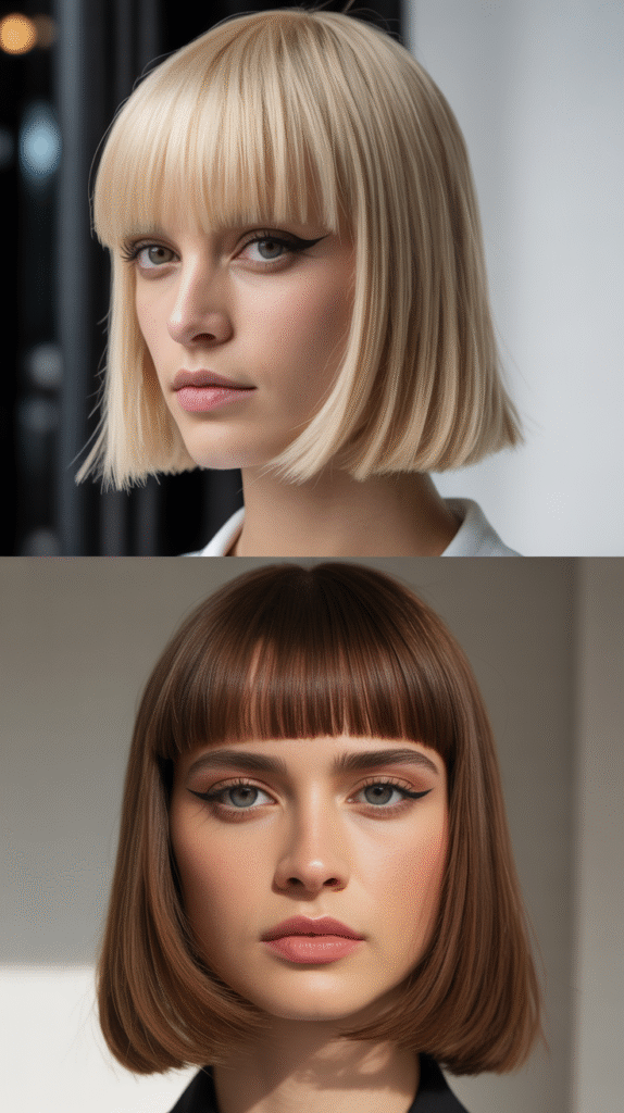  Blunt Cut With Straight-Across Bangs