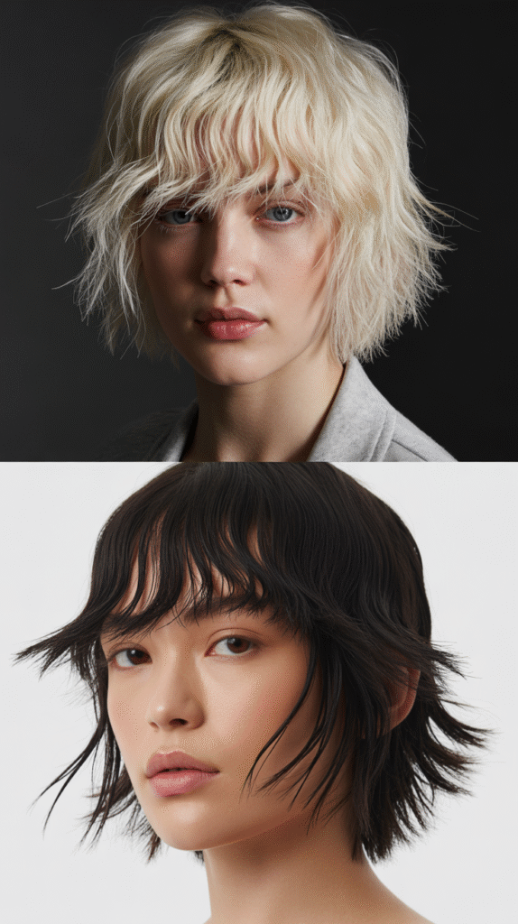 Micro Wispy Bangs with Disconnected Layers