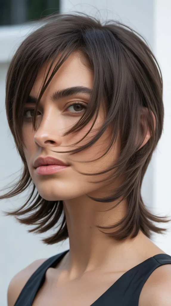 Wispy Curtain Bangs With Layered Long Pixie: Transitional Styling