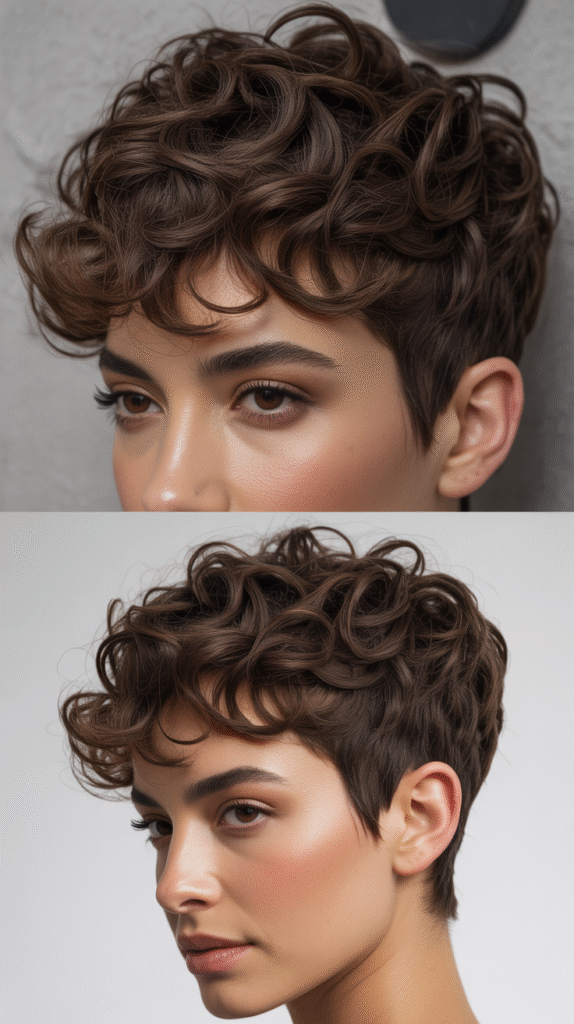 Curly Pixie with Textured Fringe
