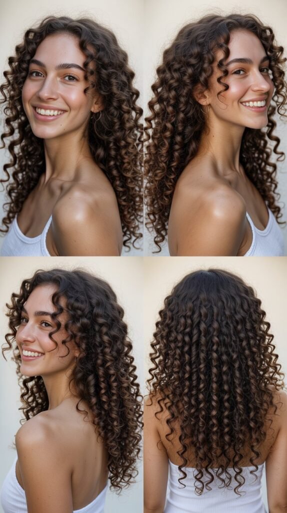 Long Spiral Curls with Middle Part