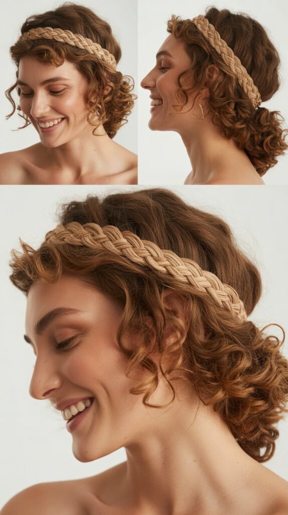 Bohemian Braided Headband with Loose Curls