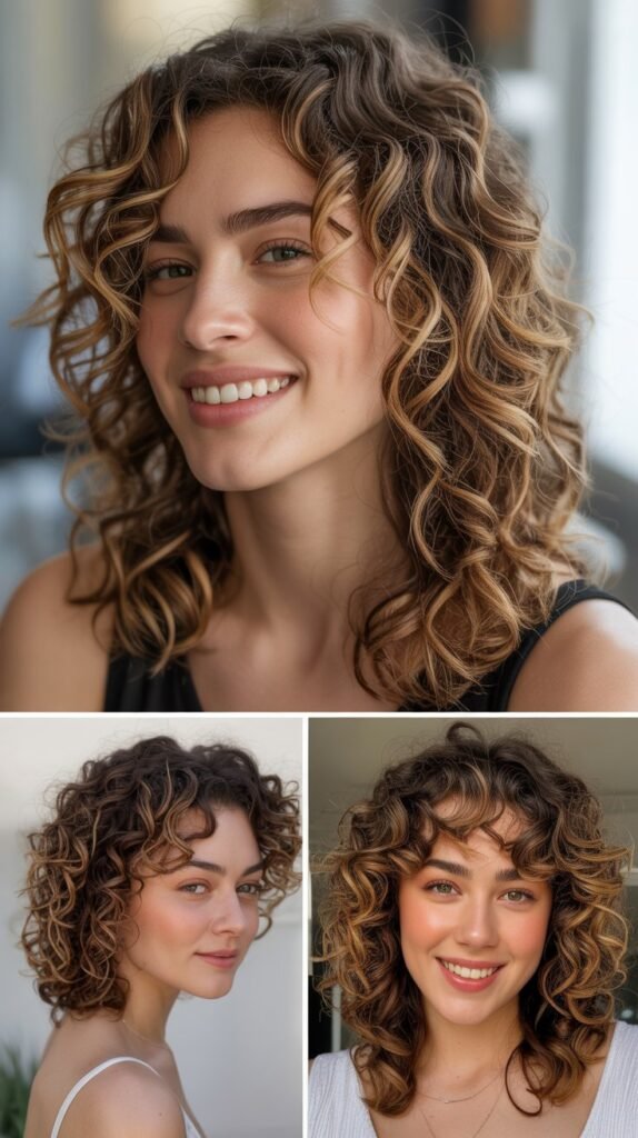  Caramel Highlights on Curly Hair