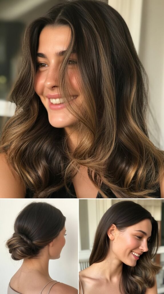 Dark Chocolate Brown with Subtle Highlights