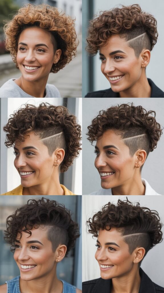 Curly Fauxhawk with Tapered Sides