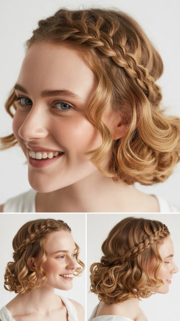  Braided Crown with Loose Curls