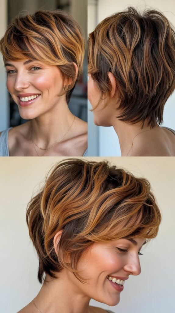 Butterscotch Ombré with Shaggy Pixie Layers