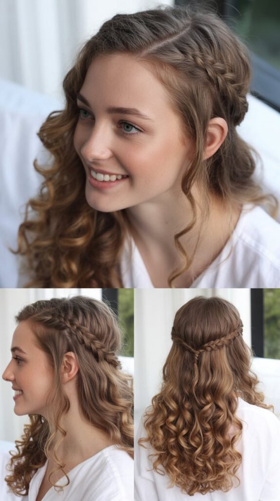 Waterfall Braid Accent with Flowing Curls