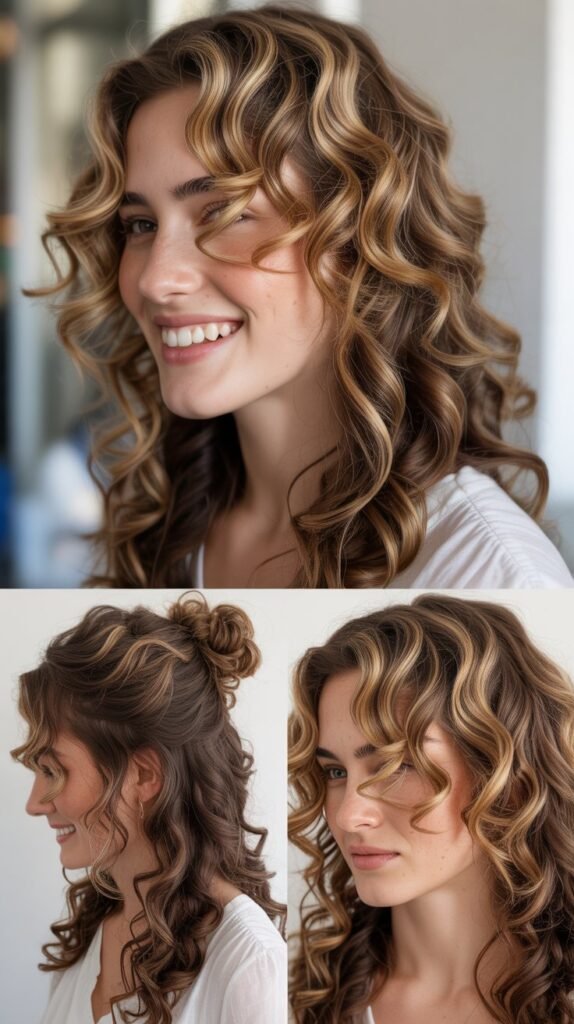  Neon Green Highlights on Dark Curly Wig