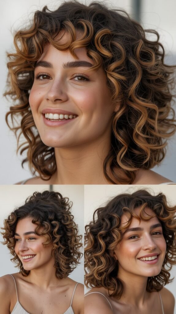 Fluffy Curls With Caramel Money Pieces