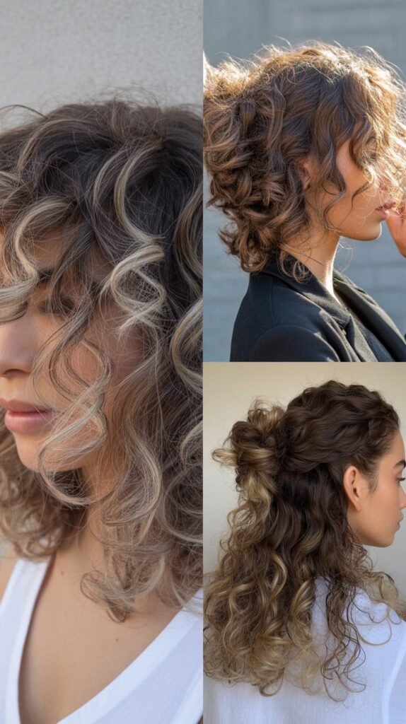 Ash Blonde Highlights on Cool-Toned Curls