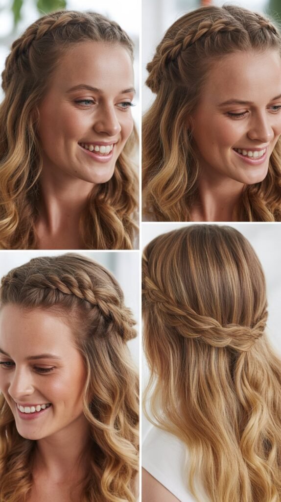 Half-Up Half-Down with Crown Braid