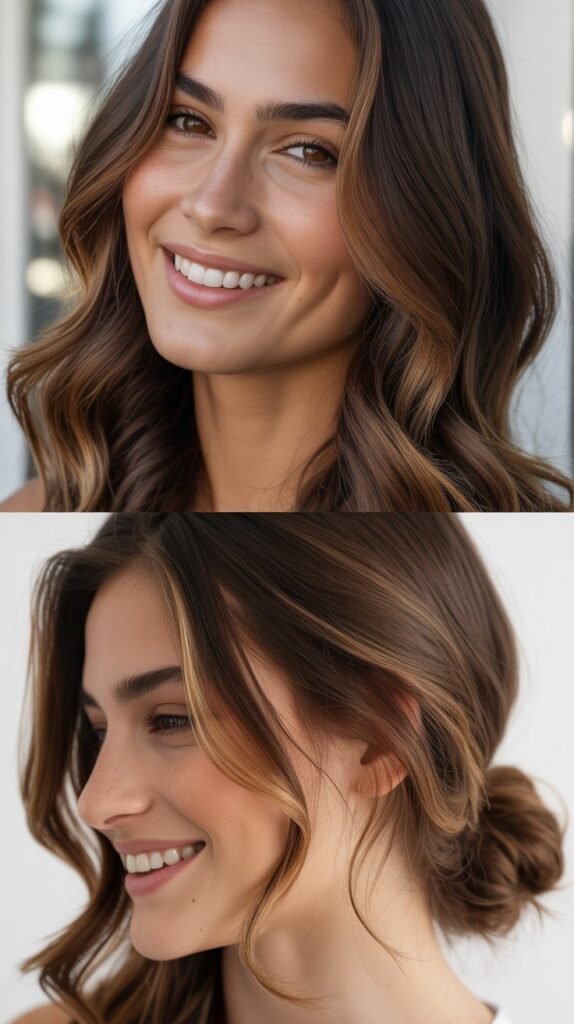 Dark Chocolate Brown with Chestnut Balayage