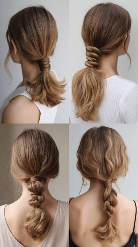 Twisted Low Ponytail with Wrapped Sections