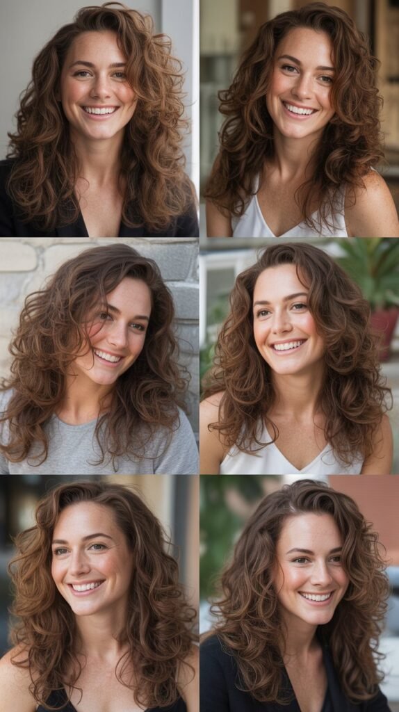 Long Curls with Waterfall Layers