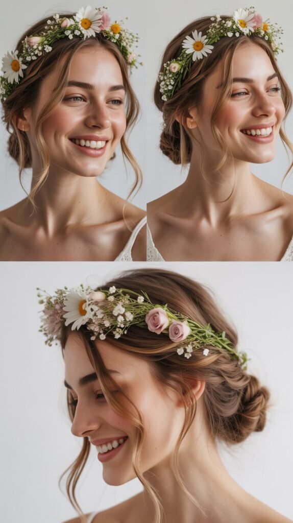 Half-Up Half-Down with Flower Crown