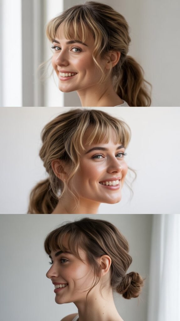 Wispy Bangs with Ponytails