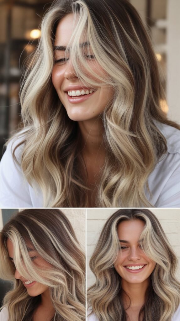  Icy Blonde Highlights on Dark Base