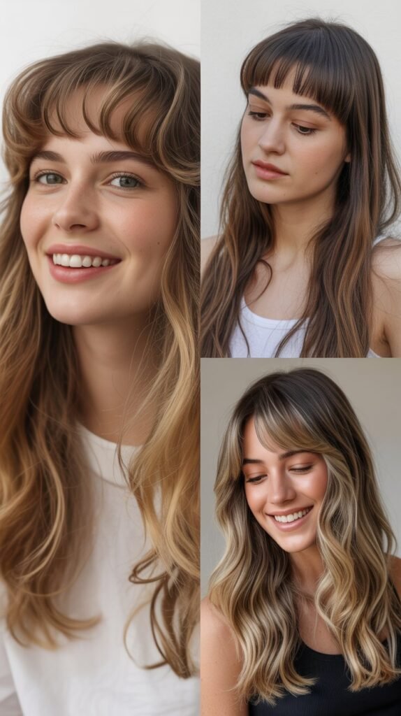 Wispy Baby Bangs with Long Hair