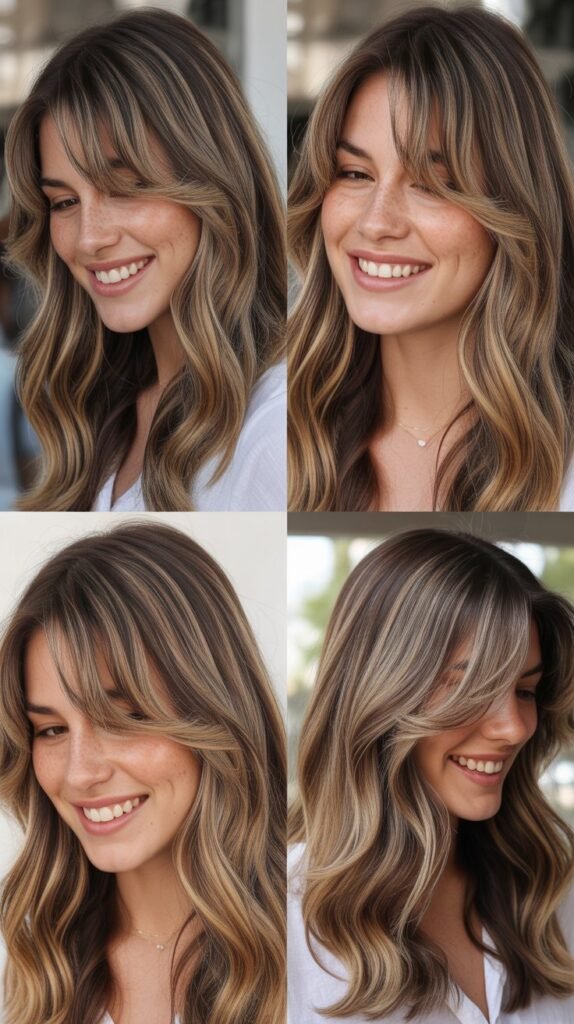 Curtain Bangs with Balayage Highlights