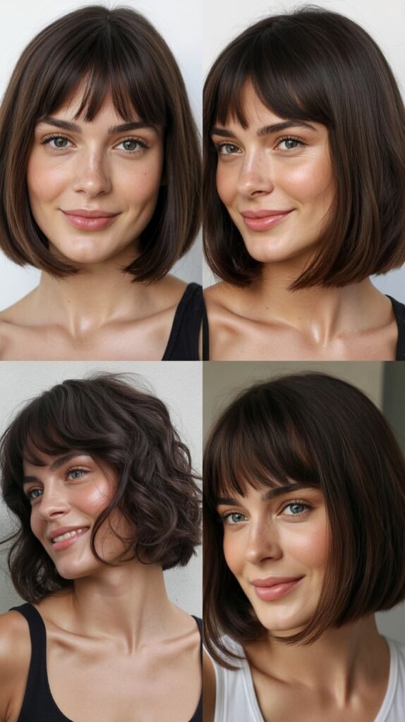 Dark Chocolate Brown Bob with Baby Bangs