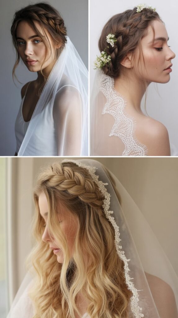 Braided Crown with Cascade Veil